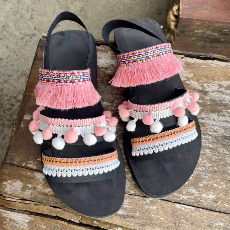 ready stock sandal bohemian sandal boho wanita wedges sandal cewek murah sandal etnik sandal pantai