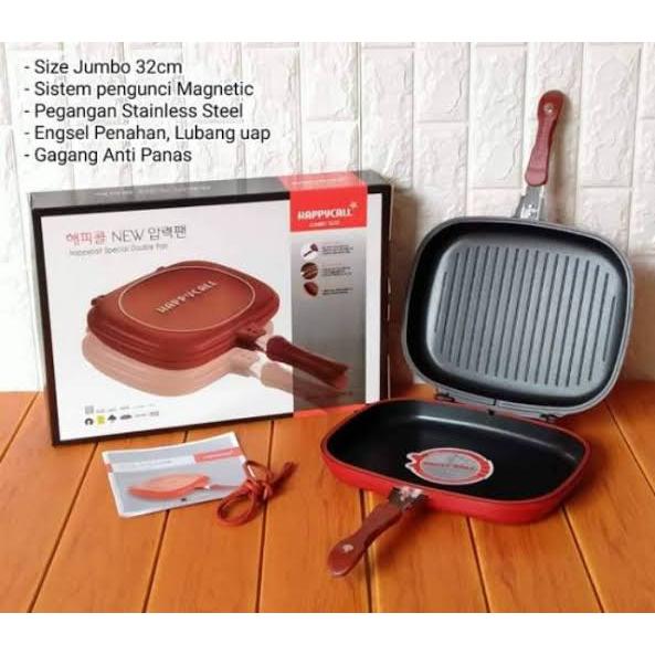 Double pan Happy Call/ HAPPYCALL DOUBLE PAN 32CM / PANGGANGAN TANPA MINYAK / GRILL PAN 32CM