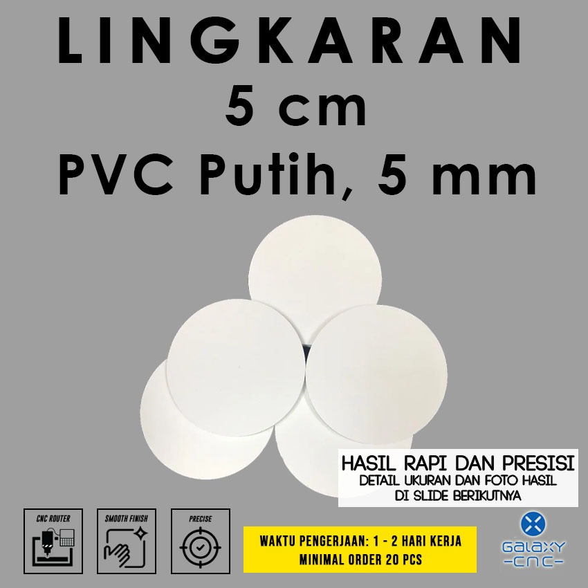 Lingkaran 5 cm - PVC 5 mm - PVC Foam Board warna putih /MDF/Triplek