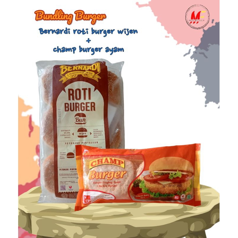 

Paket Bundling Burger SUPER HEMATTT : roti burger Bernardi isi 6 + champ burger ayam isi 6