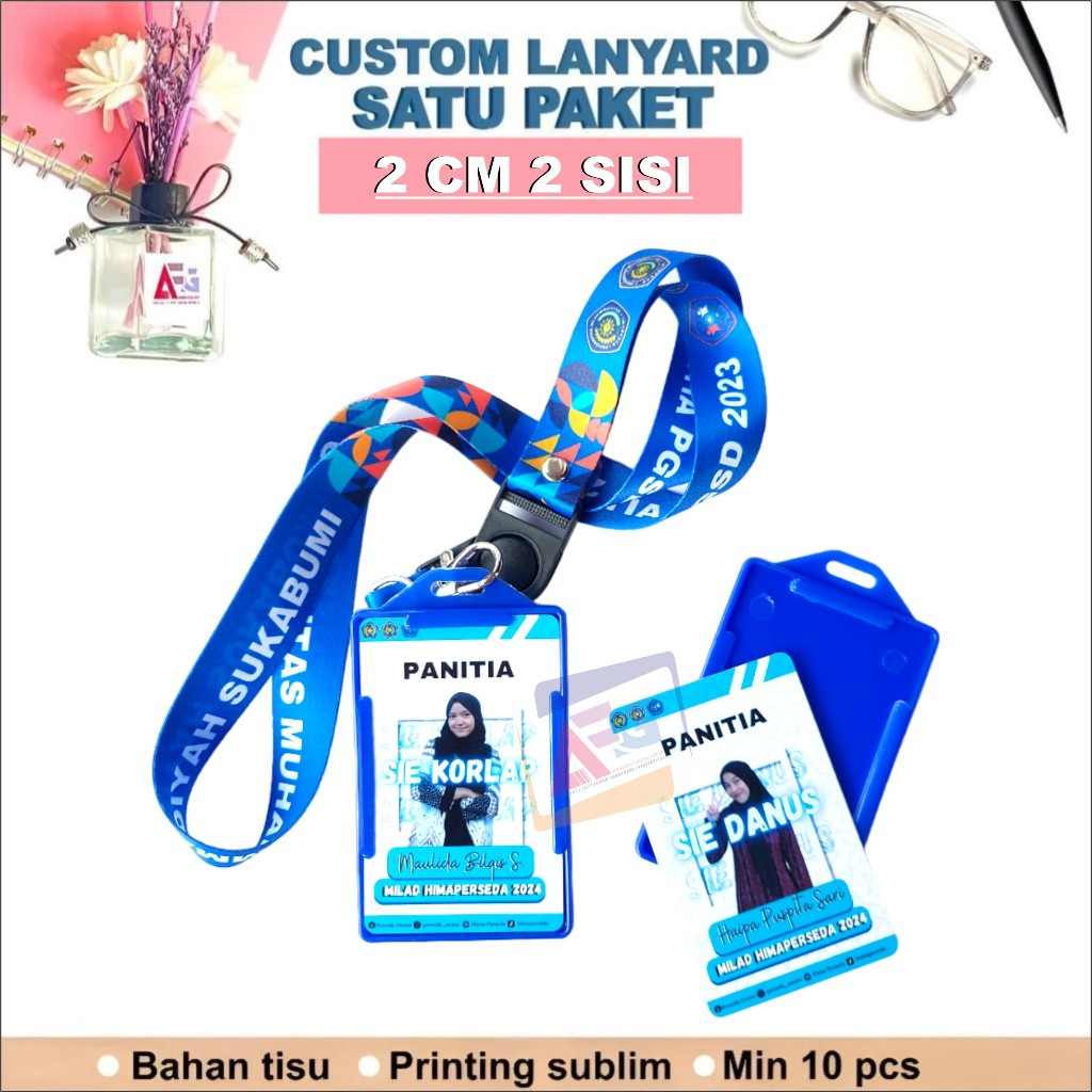 

SEPAKET TALI LANYARD IDCARD 2CM 2SISI/SEPAKET 2CM TALI LANYARD+IDCARD+CASE/SEPAKET GANTUNGAN LANYARD IDCARD