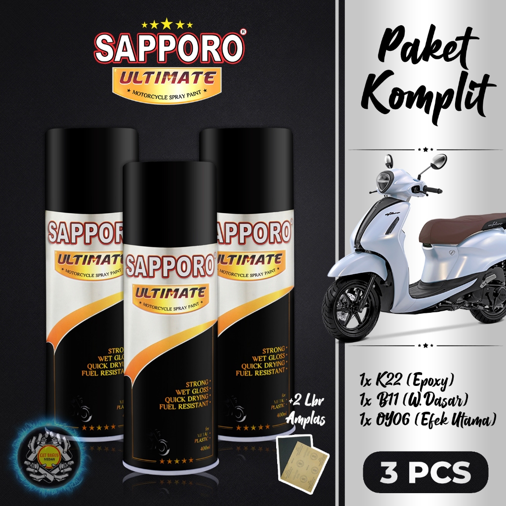PAKET OY06 WHITE PEARL FILANO SAPPORO ULTIMATE CAT SEMPROT 400 ML CAT MOTOR AEROSOL PYLOX YAMAHA GRA
