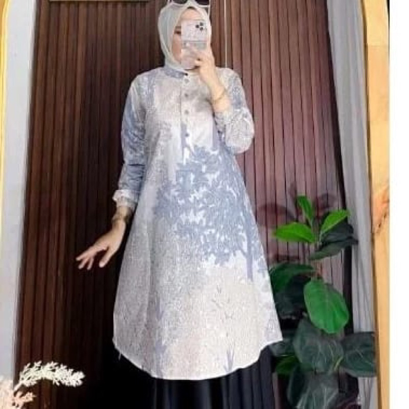 PROMO TUNIK FLOWER BASIC KATUN BAJU ATASAN WANITA MUSLIM TUNIK KATUN MOTIF M-XXXXL TUNIK PUTIH TUNIK