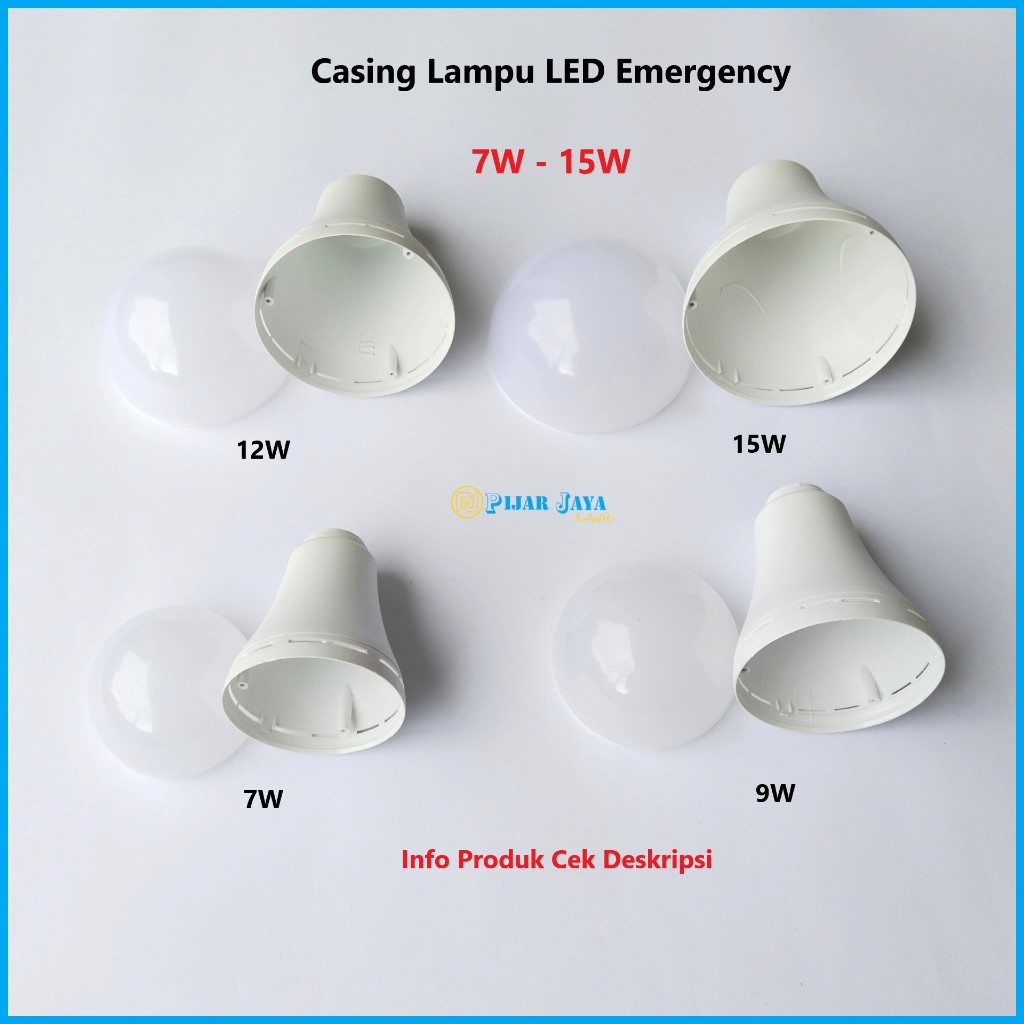 Casing Lampu LED Emergency 7 9 12 15 Watt Kesing Cover Kap Rumah Lampu Emergency