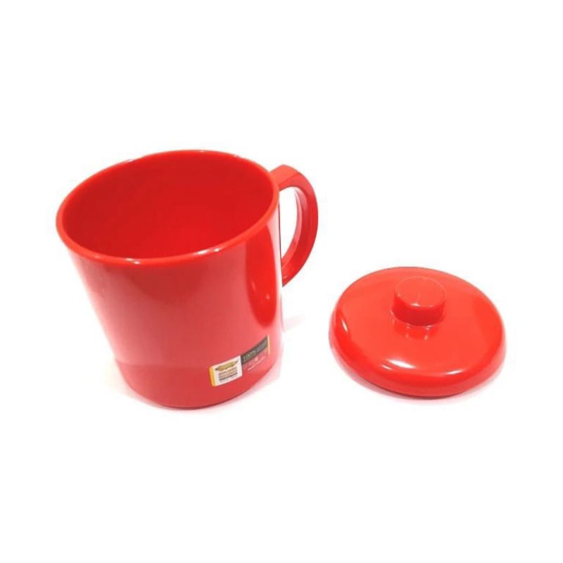 Gelas Gagang Besar Tutup Golden Dragon Melamin 600ml B0204 harga satuan - Gelas Mug Gagang