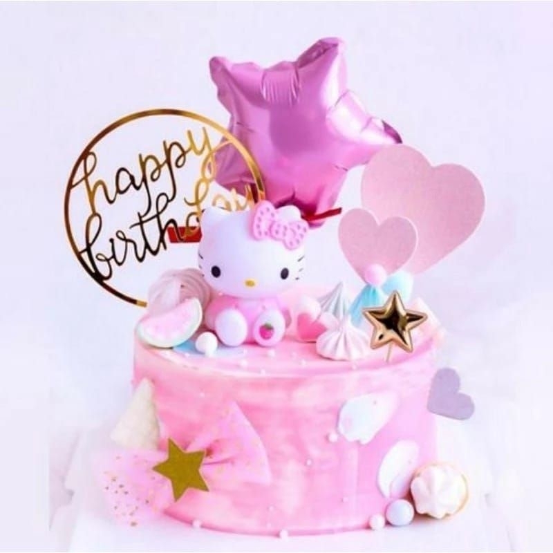 {DS} Figure HelloKitty Miniatur Topper Kue Pajangan Kue Ulang Tahun / Dekorasi Kue Ulang Tahun Hello