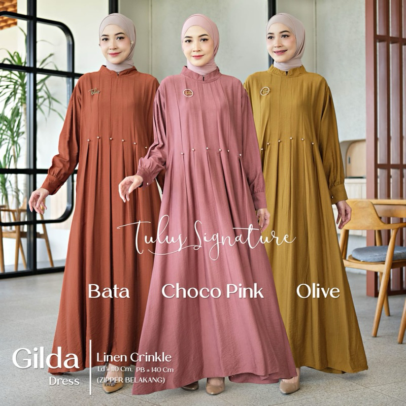 [Vican] Tulus Signature Gilda Makia Dress Gamis Kondangan Pesta Lebaran Linen Airflow Busui Friendly