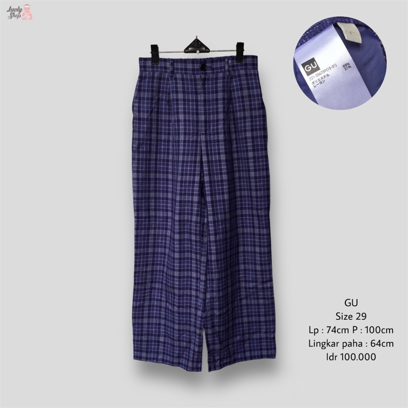 GU tartan kulot highwaist pants