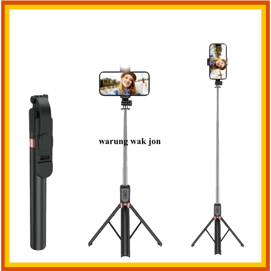 Wakjon Tongsis 4in1remote bluetooth + lampu LED / tongsis 4in1 lampu led / tripod tongsis lampu led