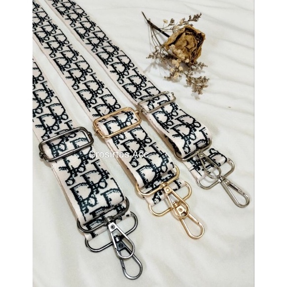 LONGSTRAP TAS  TALI SELEMPANG MOTIF DIOR TEBAL LEMBUT 4cm ART C1Z8