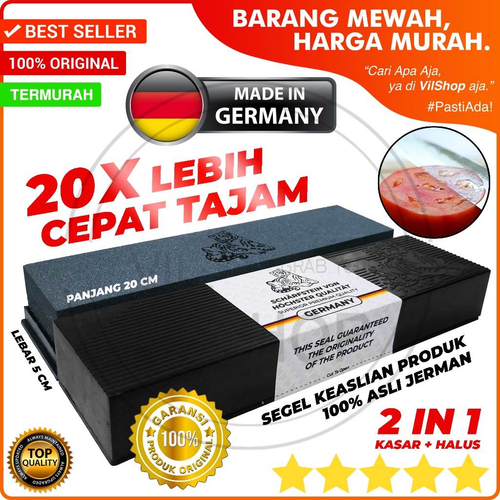 BATU ASAH FIVE TIGER ASLI JERMAN KOTAK HITAM BAGUS 20 CM 8" BATU GOSOK ASAHAN AMRIL 8 INCH INCI PANJ