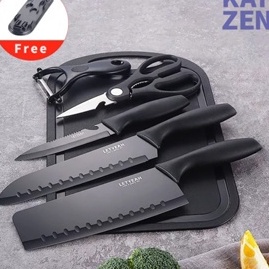 Terbaik Letyeah  Kaizenliving Pisau talenan dapur set isi 7pcs  pisau set stainlessDapur Set Pisau