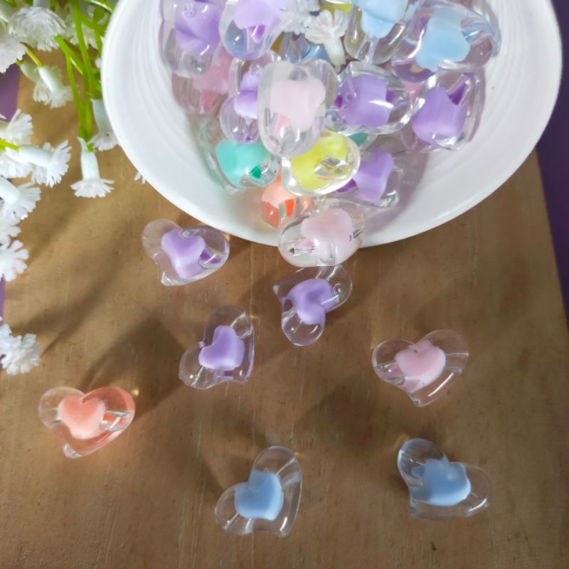 Manik DIY Aksesories Akrilik Tranpaarant Manik Love Isi Manik Manik Love Bening
