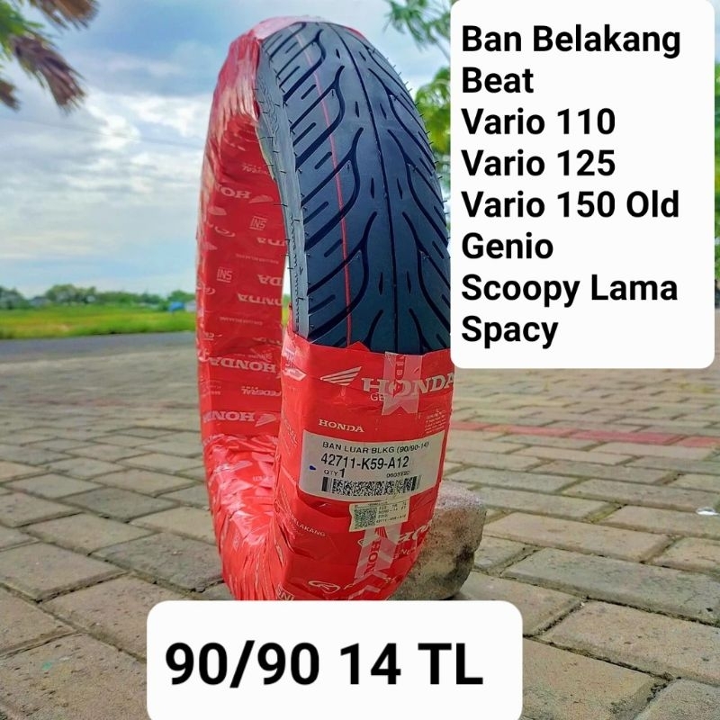 Ban Belakang Motor Honda Beat Vario 110 125 150 OLD Scoopy Lama Spacy Genio 90/90 14 AHM HONDA K59 - A12 Original Free Pentil