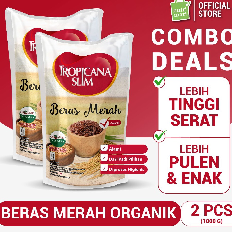 

TIPE PAP718 Twin Pack Tropicana Slim Beras Merah Organik 1 kg Beras Merah Pulen Tinggi Serat