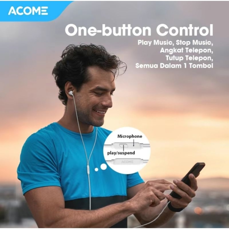 ACOME Wired Earphone Headset Driver White Magnetic Speaker