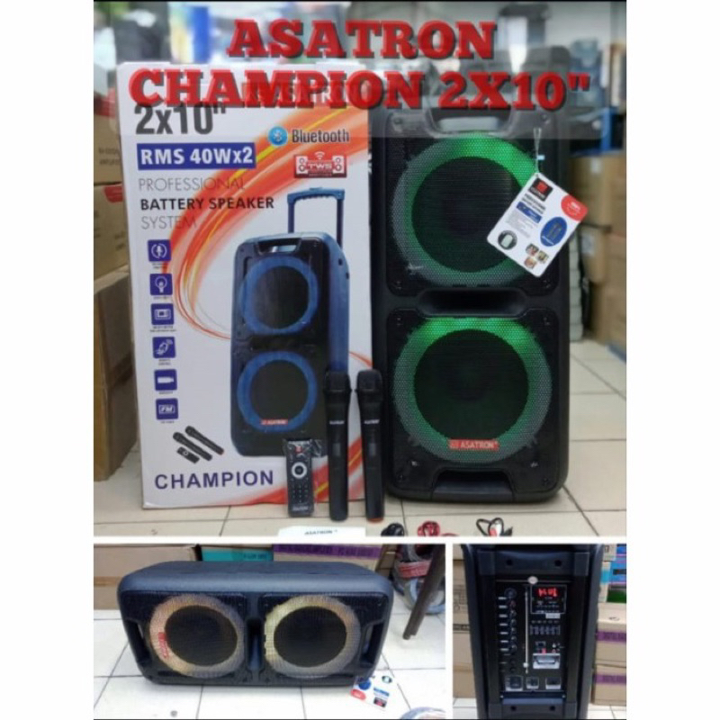 ASATRON CHAMPION ASATRON 10 inci double SPEAKER ASATRON SPEAKER BLUETOOTH ASATRON CHAMPION 2x10 inch