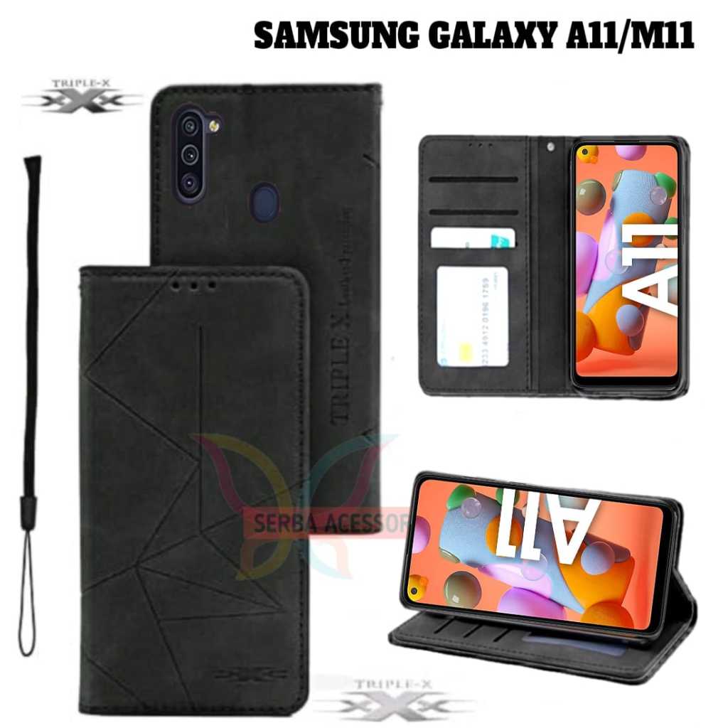 case Flip Dompet Magnet Tipe SAMSUNG GALAXY A11/M11 Sarung Dompet Bahan Tebal