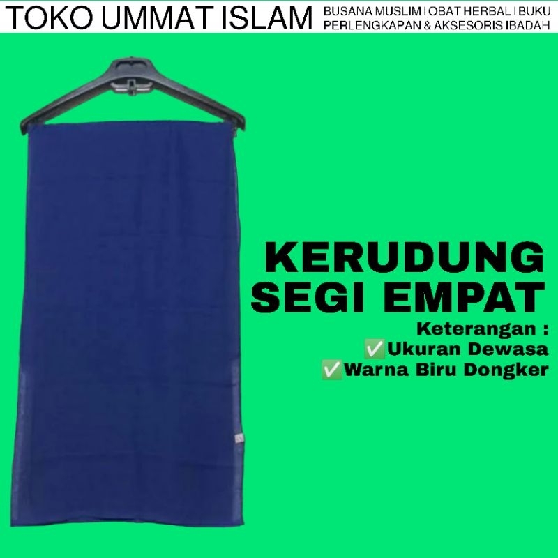Kerudung Hijab Biru Dongker Polos Segi Empat Hijab Jilbab