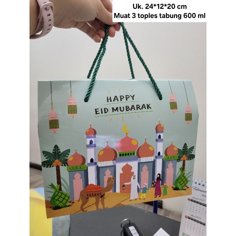 

kotak kue lebaran hari raya idul fitri tas kantongan packingan kemasan paper bag box plastik kue kering lebaran besar tebal