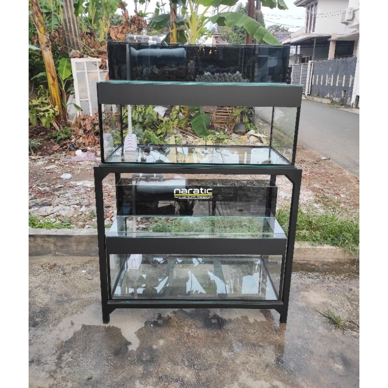Aquarium fullset 100x50x40 8mm & rak holo 4x4 top filter kaca