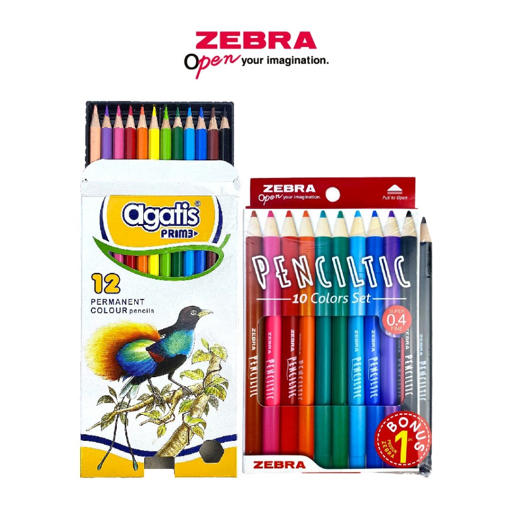 

ZEBRA x Agatis Prime Paket Menulis dan Mewarnai Penciltic dan Pensil Warna Color Pencil