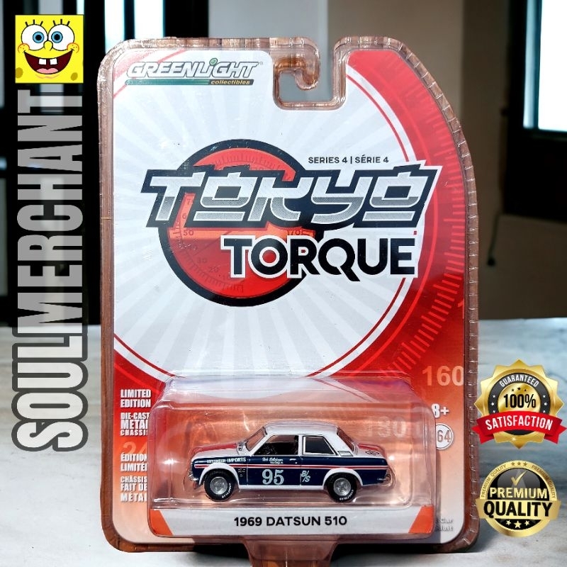 Greenlight Tokyo Torque 4 1969 Datsun 510 Putih Biru Diecast Original