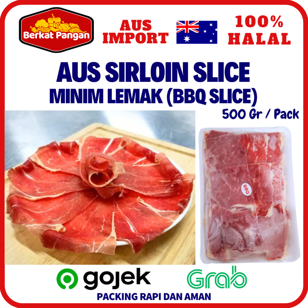 

AUS Sirloin Slice Daging BBQ Slice Sukiyaki Yakiniku Teriyaki Shabu-Shabu minim lemak 500gr