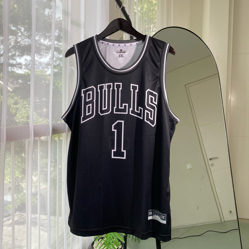 JERSEY BASKET BULLS ROSE 1 HITAM CHICAGO MVP BLACK SWINGMAN