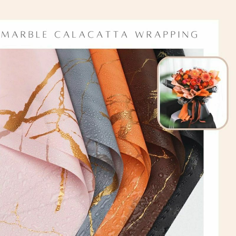 

Kertas Buket Marble Calacatta GOLD Flower Wrapping Paper Golden Marble Cellophane