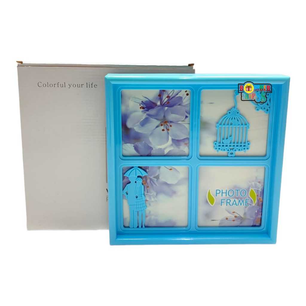 Photo Frame Bingkai isi 4 in 1 pigura foto Kotak Persegi Menarik Lucu pajangan hiasan dinding