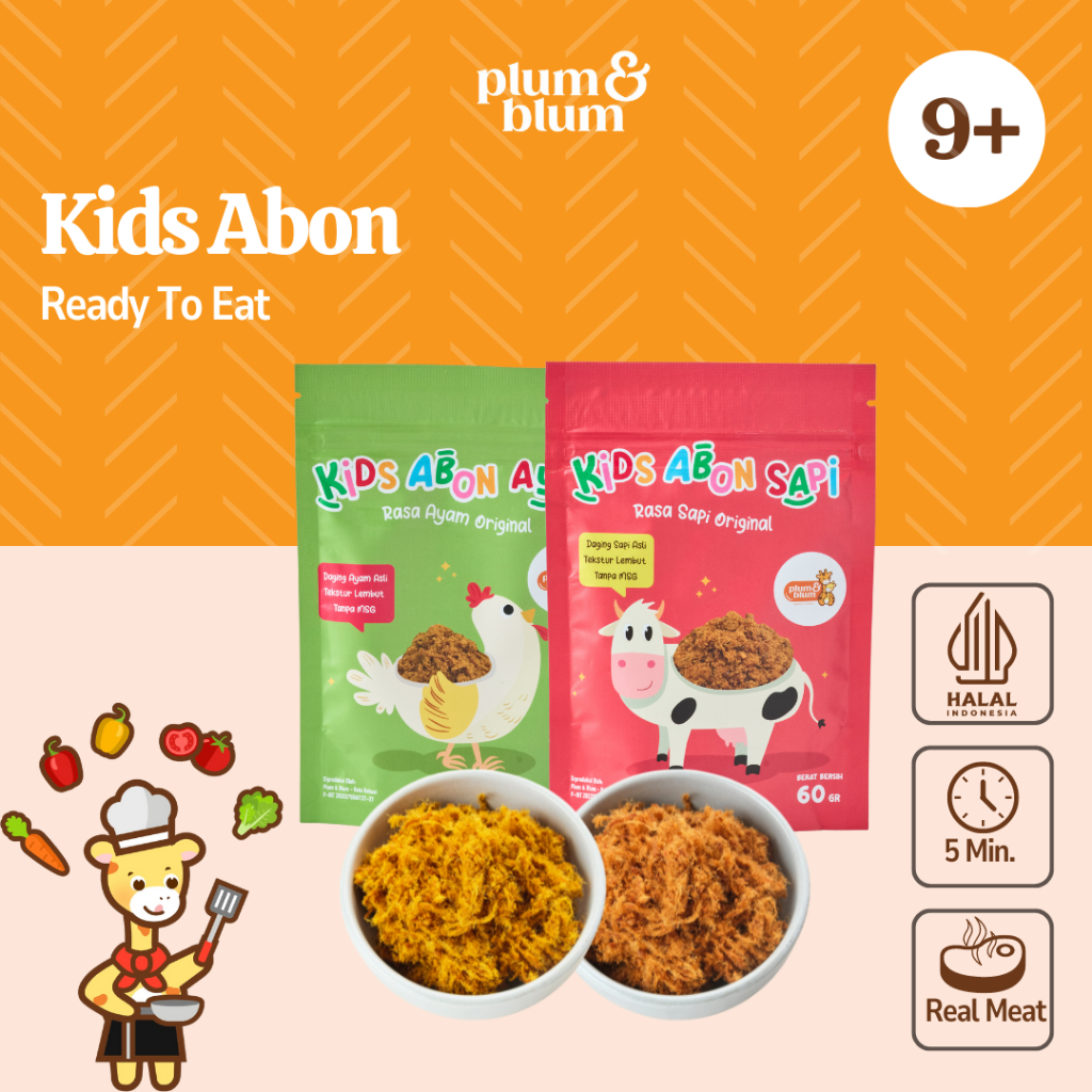 

Plum & Blum Abon Bayi Anak Kids Sapi Abon Ayam Abon Tuna No MSG - 60 gram