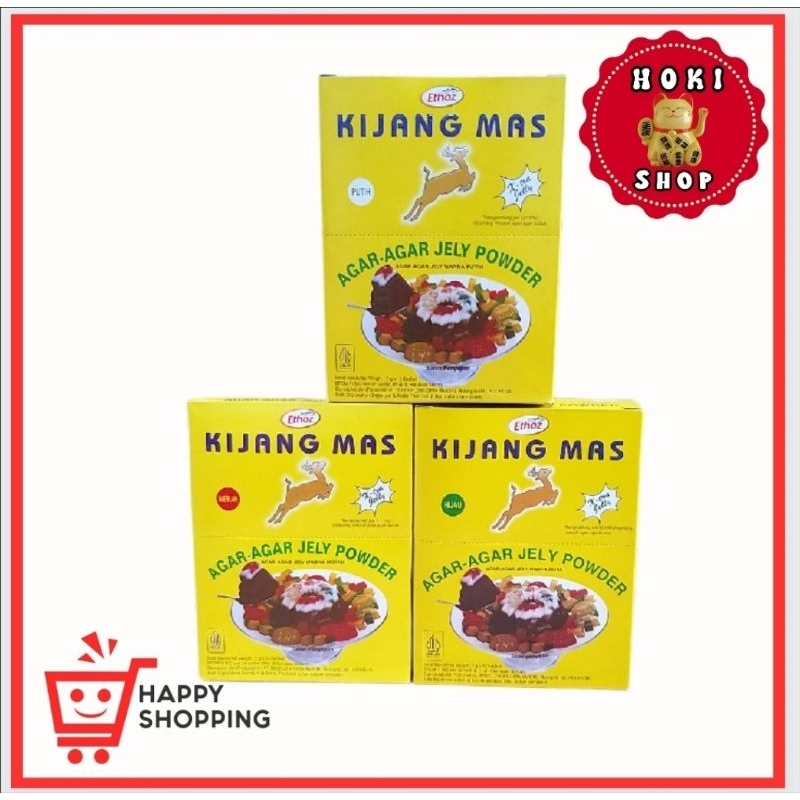 

Ethoz Agar Agar Kijang Mas 1box 12pcs / Agar Kijang Mas / Tepung Agar Agar