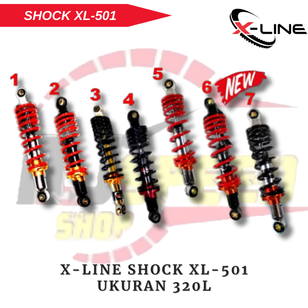 X Line Shock GL, Tiger, MegaPro Skok Shocbreaker Belakang Dual Tipe 501 Motor Bebek Variasi Uk 320L 