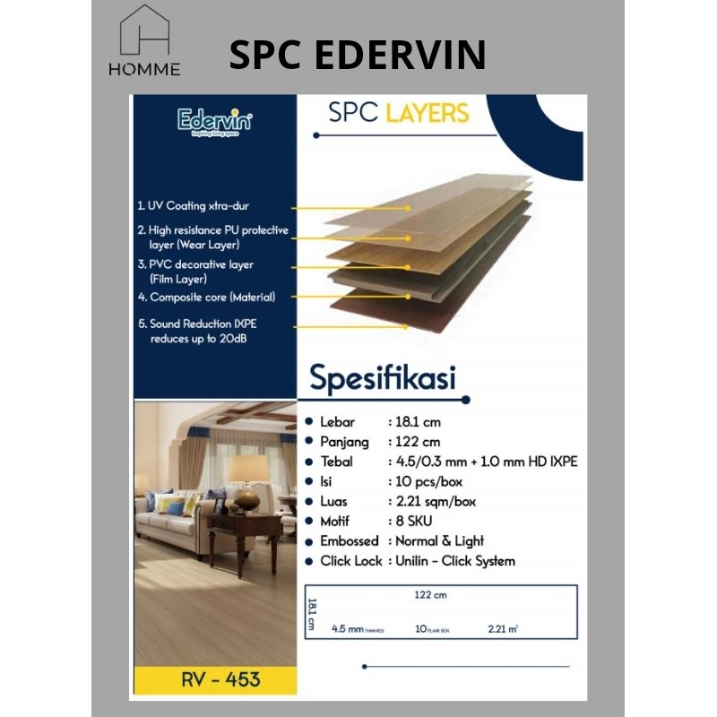 SPC EDERVIN Flooring 5mm-Lantai spc-Lantai kayu