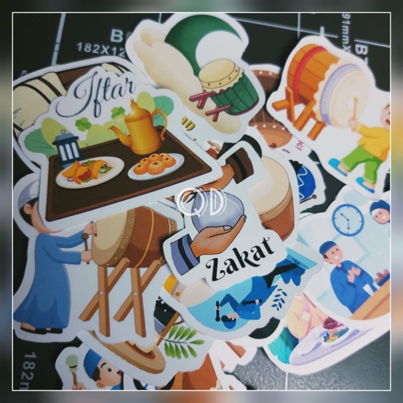 

isi 14pcs stiker kertas ramadan mubarak sticker glossy murah ramadan
