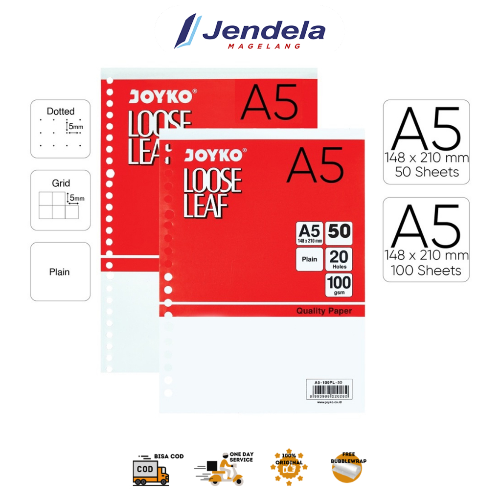 

Loose Leaf A5 B5 Kenko Putih Polos Kertas File Isi Binder Bergaris 50 Dan 100 Sheets ATK