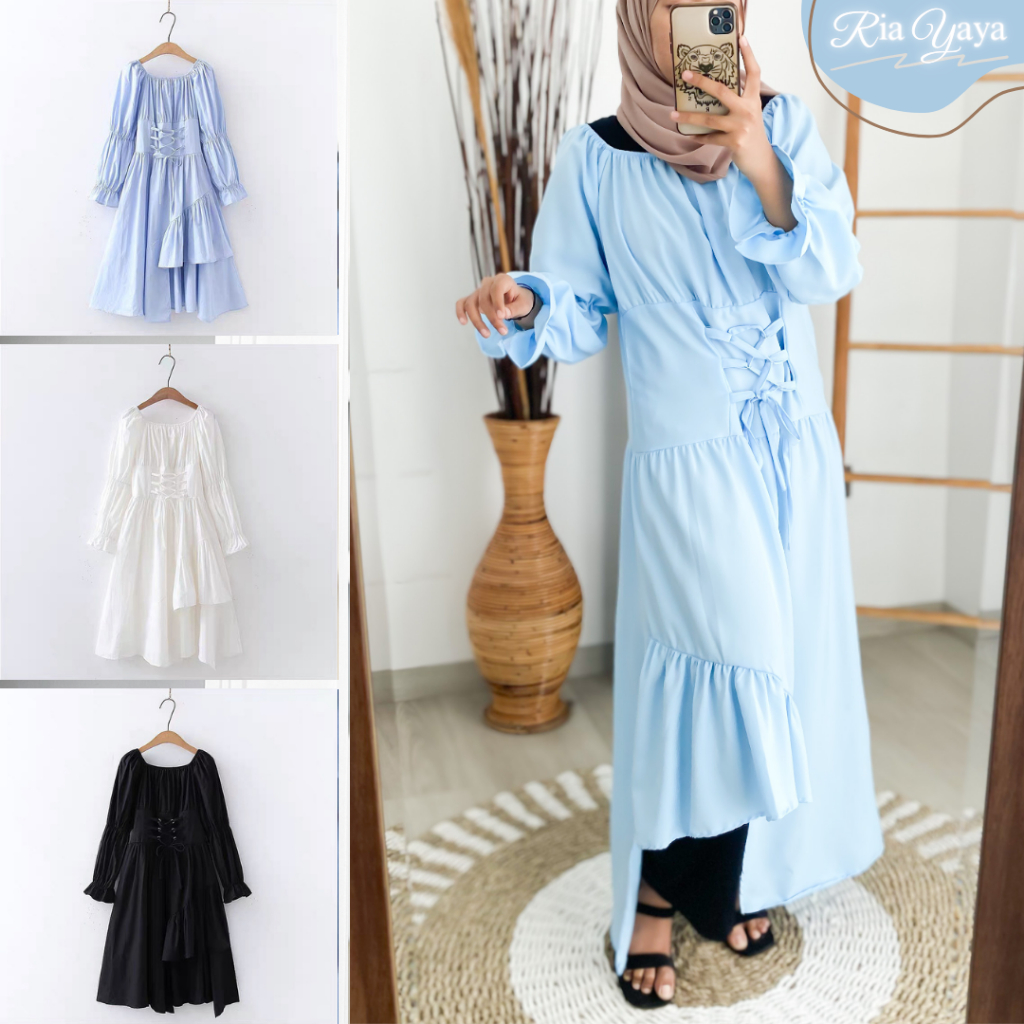 ATASAN TUNIK WANITA TALI DEPAN BAHAN MOSSCREPE