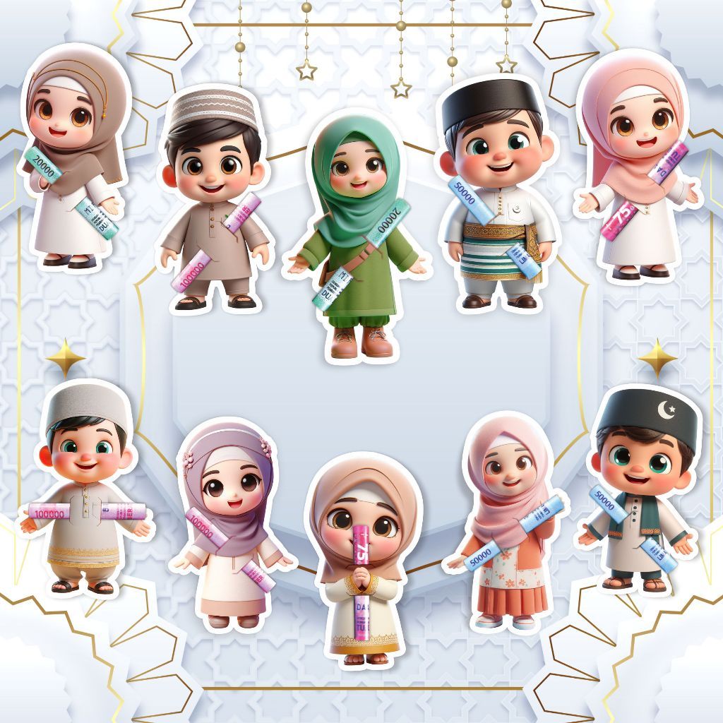 

[10pcs] Amplop Lebaran Karakter 3D | Angpao Unik Lucu | Idul Fitri