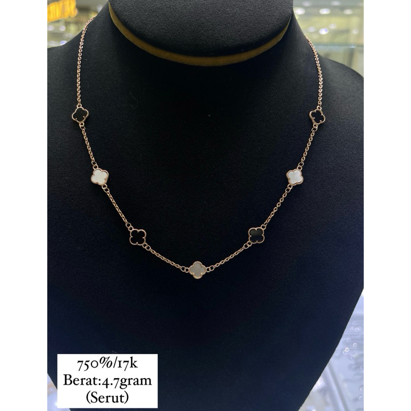 kalung vc hitam putih emas 750%/17k