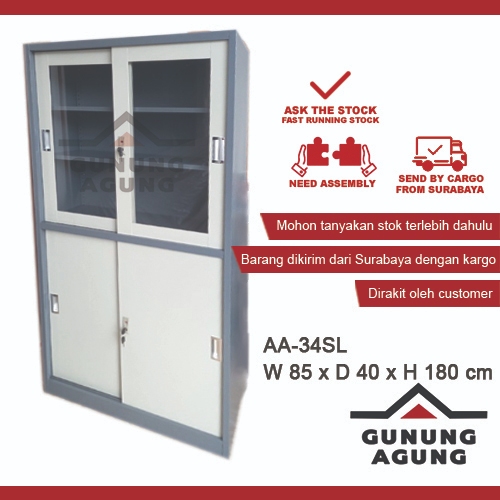 Lemari Besi Bufalo Acero / Lemari Arsip Besi / Filling Cabinet Sliding 4 Pintu AA-34SL