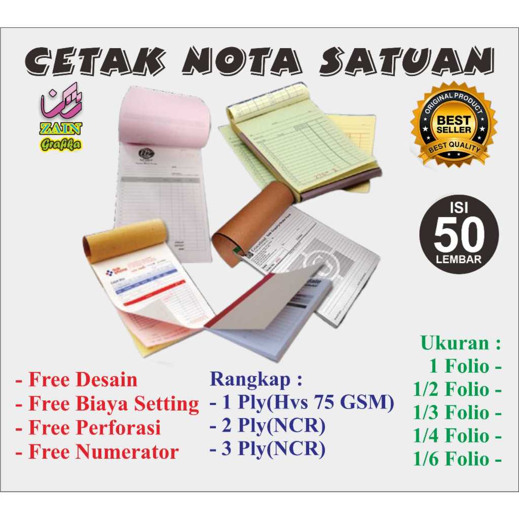 

NOTA CUSTOM CETAK NOTA LENGKAP INVOICE Bon Surat Jalan Kwitansi Olshop Zain Grafika