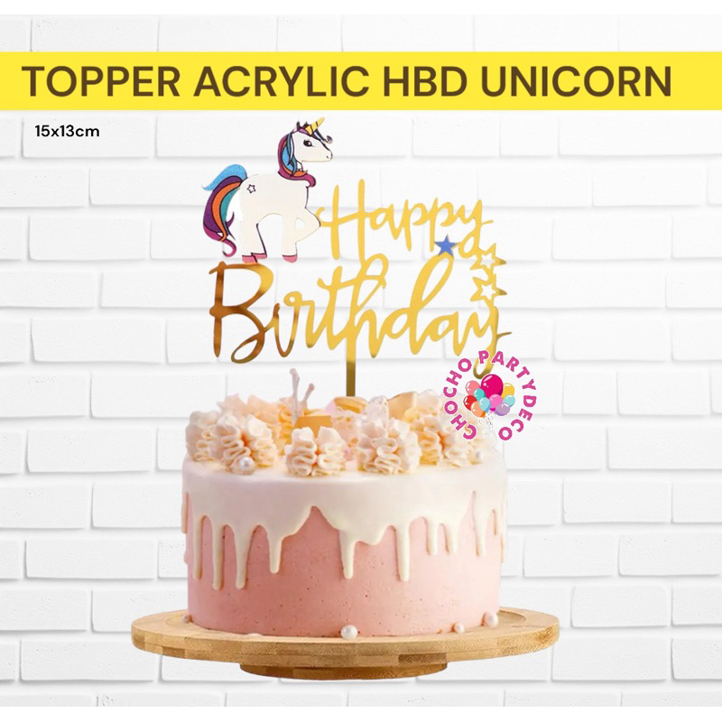 Topper UNICORN Happy Birthday / Topper Acrylic Unicorn / Topper Happy Birthday Unicorn