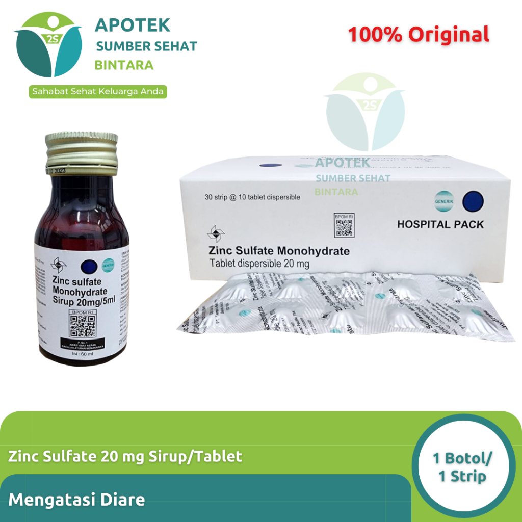 Zinc Sulfate 20 mg - Sirup/Tablet