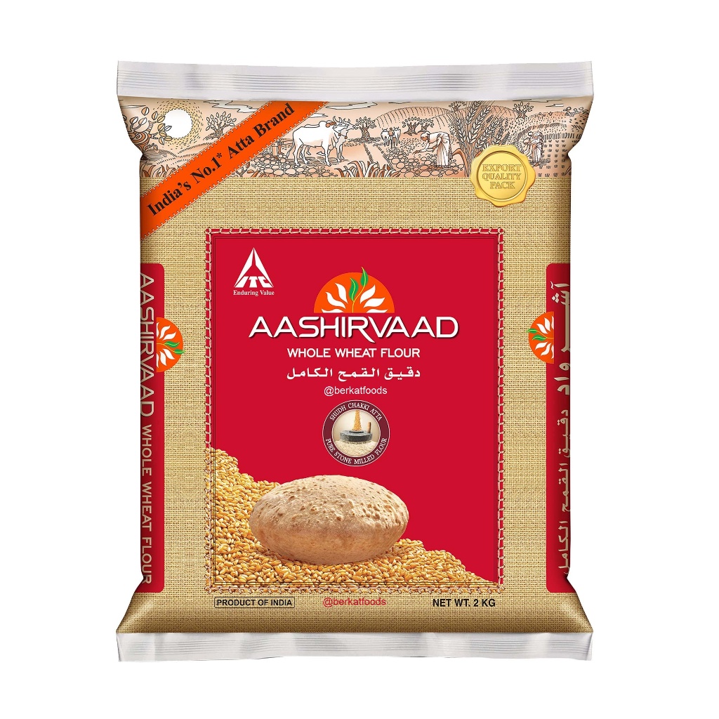 Chakki Atta Aashirvaad India 2Kg / Whole Wheat Flour / Tepung Gandum Import