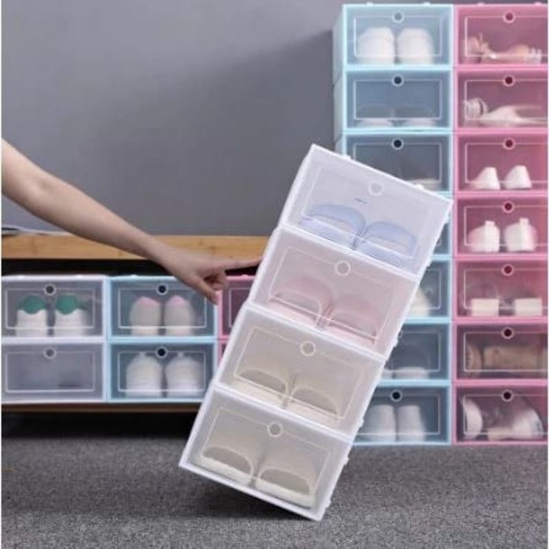 Kotak Sepatu Transparan Tebal Serbaguna Shoes Box / Box organizer