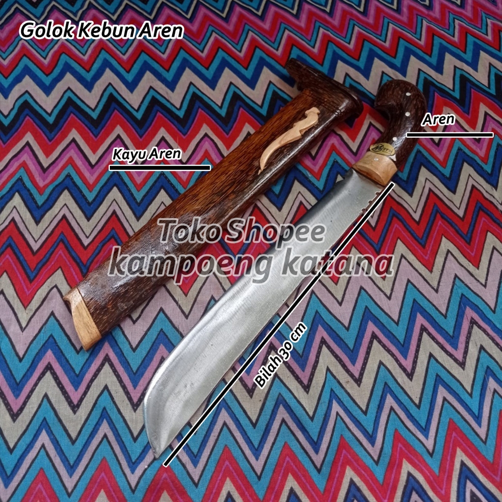 GOLOK sarung kayu AREN GOLOK kerja kebun pemotong bambu fulltang baja per