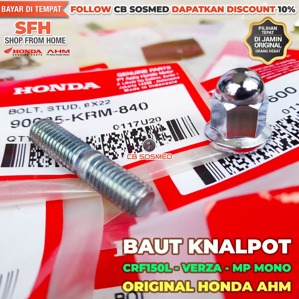 Baut Knalpot CRF150L K84 Kunci 12 Mur Knalpot CRF 150L K84F Baut Tanam M8 Original Honda AHM 90035KR