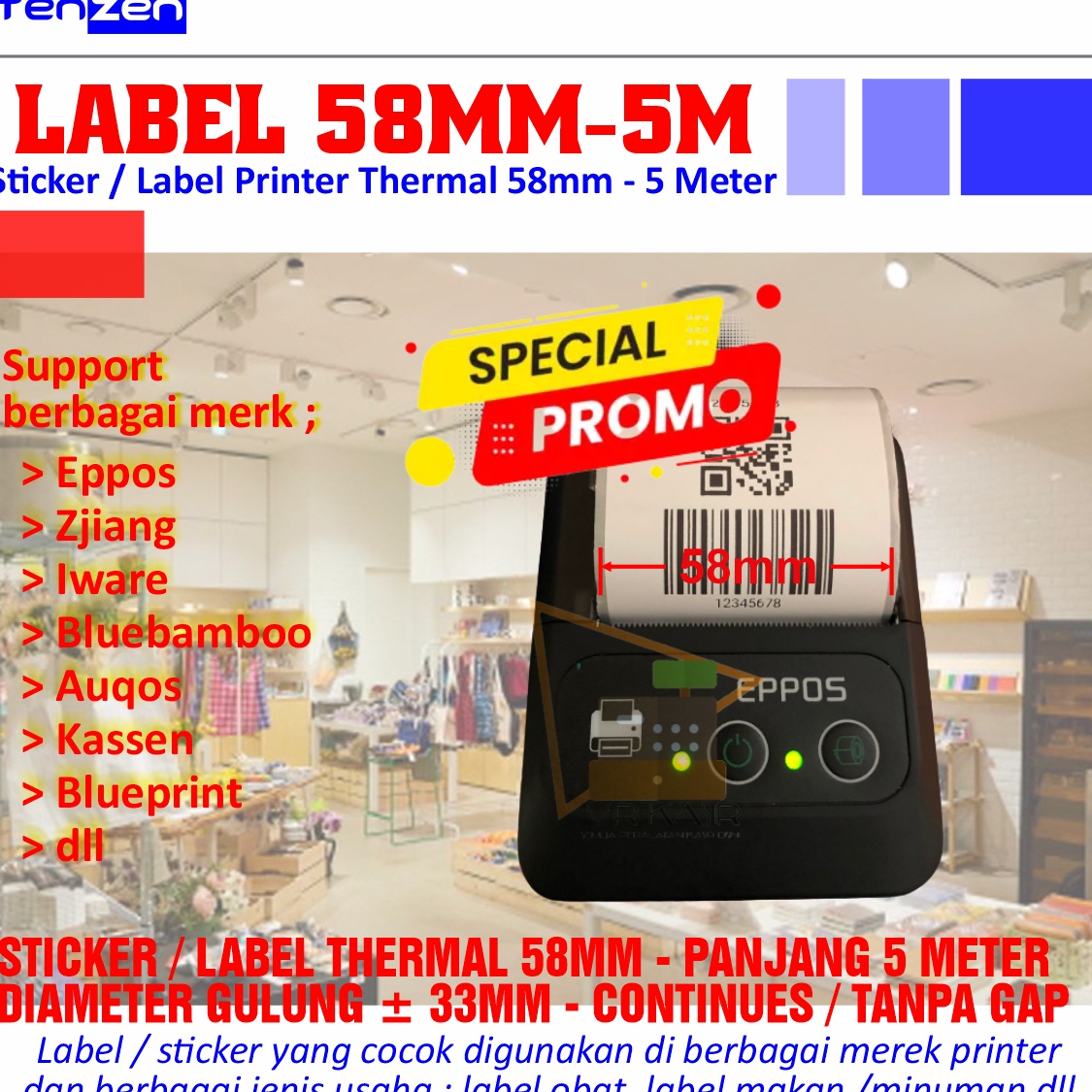 

GOGO BELI Sticker Label Thermal 58mm x 33mm 5 meter Continues Tanpa GapSticker Label Thermal 58mm x 33mm 5 meter Continues Tanpa Gap