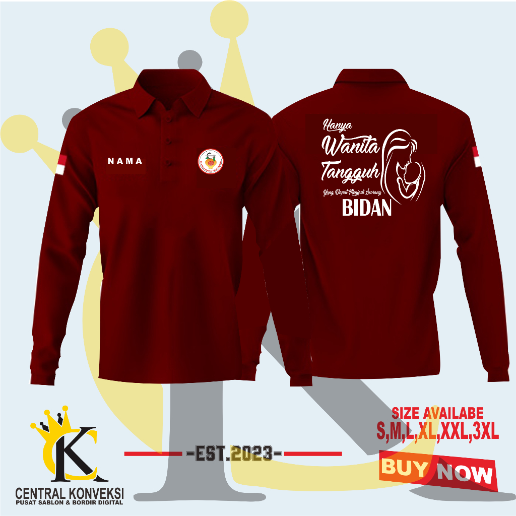 Kaos Polo Bidan Indonesia / Polo Bidan Indonesia / Kaos Poloshirt Hanya Wanita Tangguh Yang Dapat Me